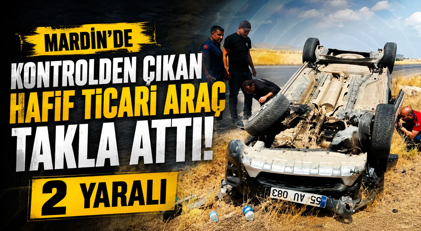 Mardin’de kontrolden çıkan hafif ticari araç takla attı: 2 yaralı