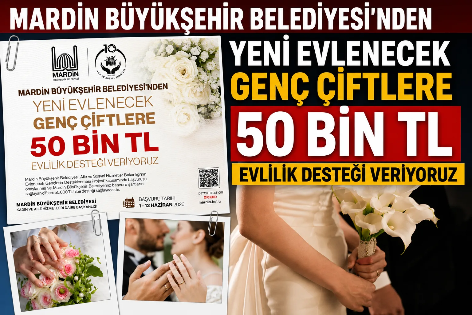 Mardin Büyükşehir Belediyesi'nden Evlenecek Çiftlere 50 Bin TL Destek!